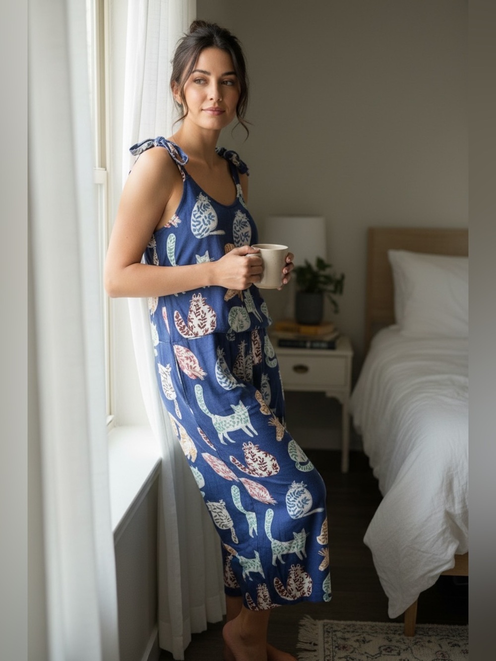 World Market / Indigo Cat Pajama Jumpsuit
